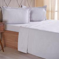 Jogo De Cama King 4 Pçs Line Stile 100% Poliéster 193x203x40cm Cinza Fog - 1