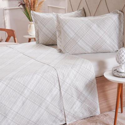 Jogo De Cama Casal 200 Fios Estampado 4 Pçs 140x190x35 Tartan