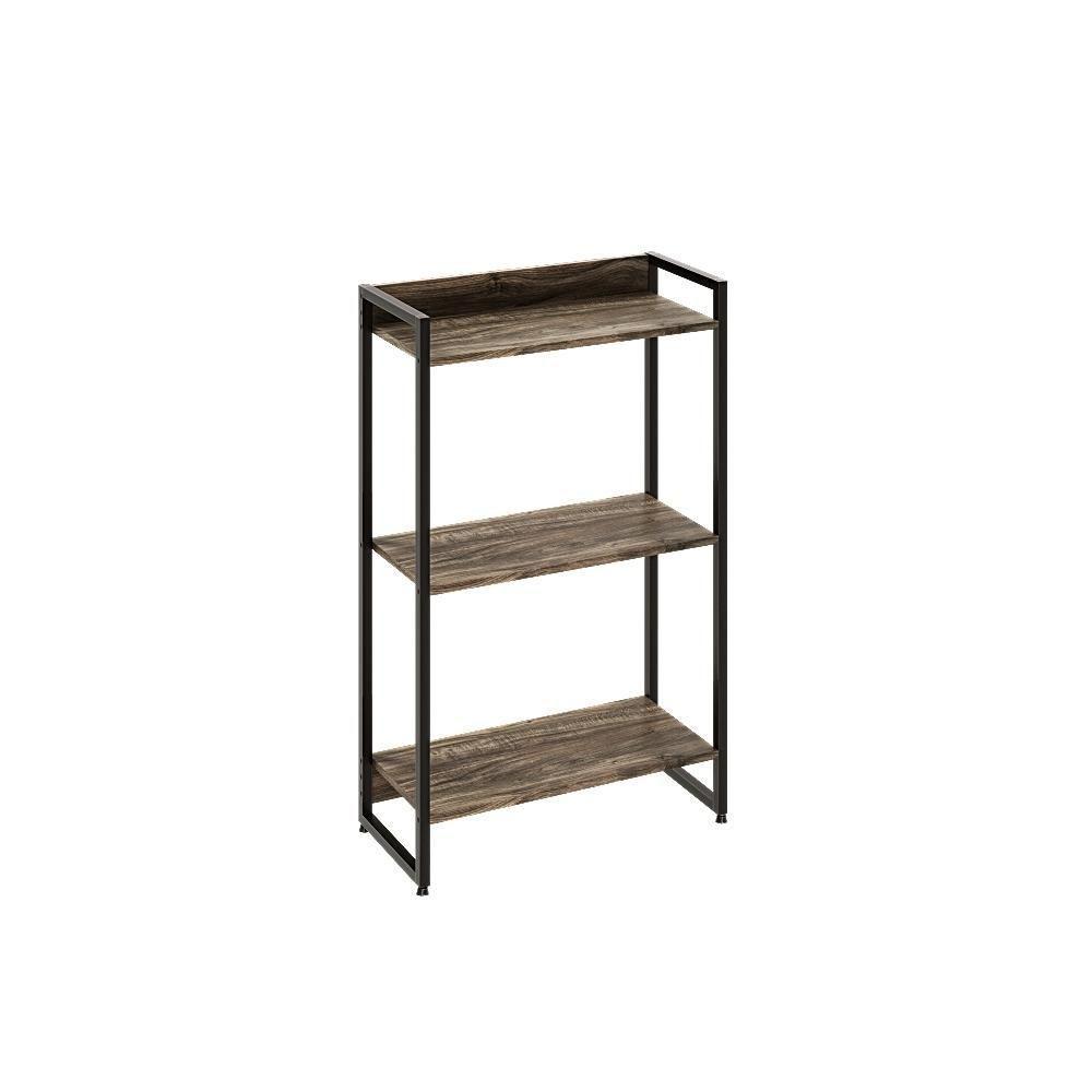 Estante Dynamica 60x30x104cm C/03 Prateleiras Carvalho Dark / Est.preta Carvalho Dark / Est.preta - 1