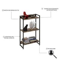 Estante Dynamica 60x30x104cm C/03 Prateleiras Carvalho Dark / Est.preta Carvalho Dark / Est.preta