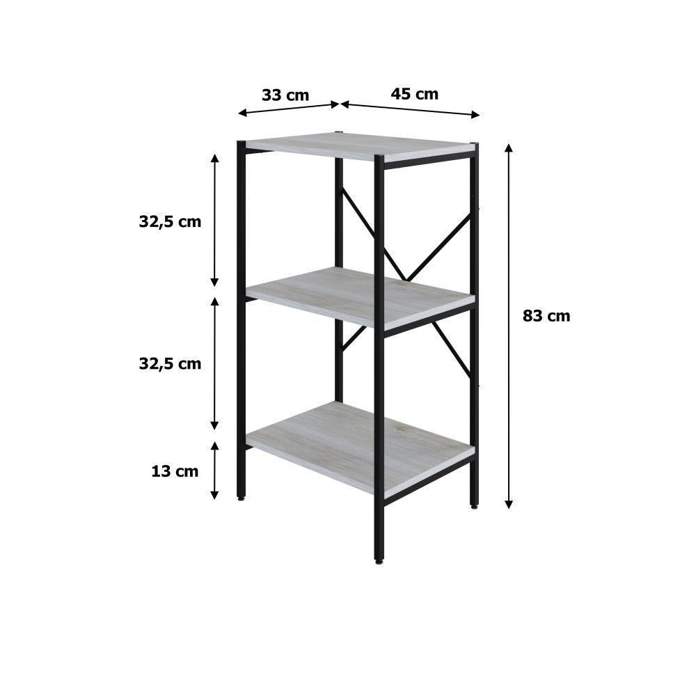 Estante C/03 Prateleiras 84x45x33cm Tub Tueh843 Snow - Est.preta Snow / Est.preta - 7