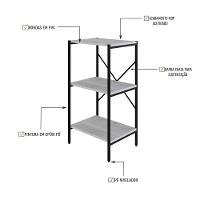 Estante C/03 Prateleiras 84x45x33cm Tub Tueh843 Snow - Est.preta Snow / Est.preta - 3