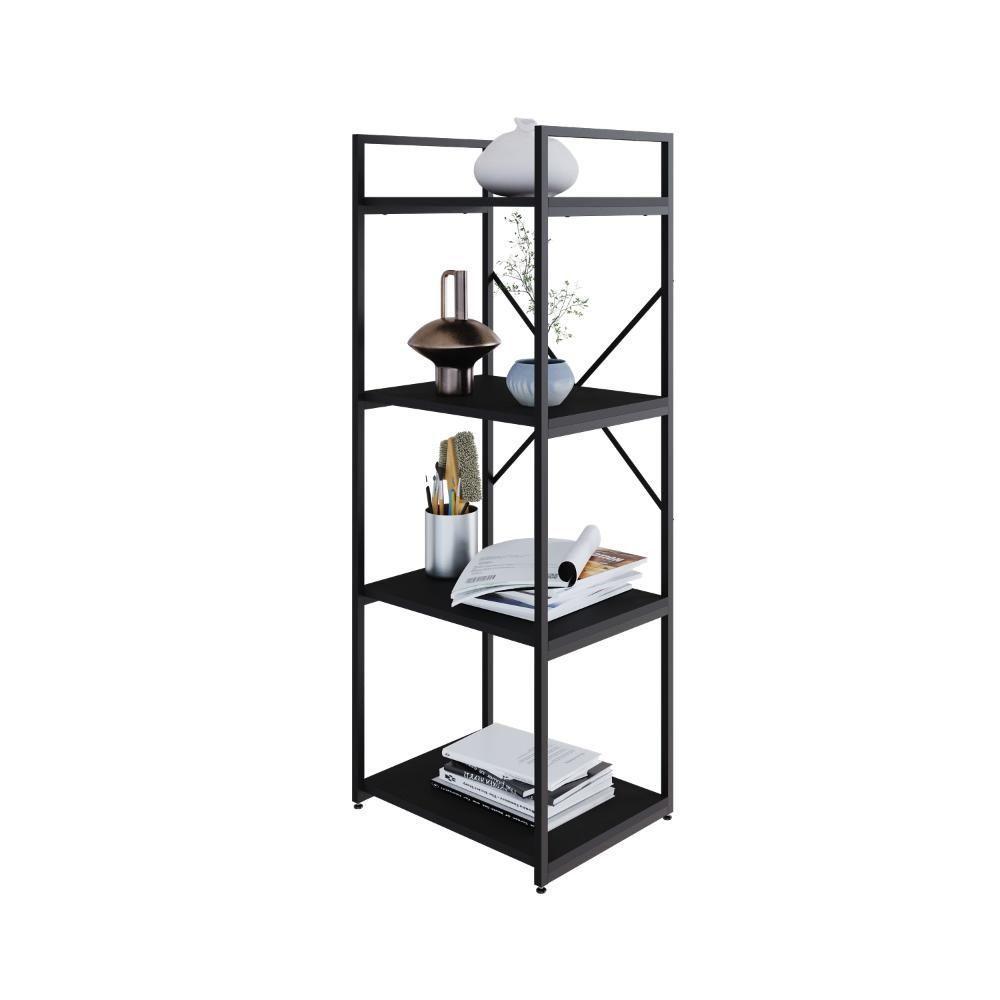 Estante C/04 Prateleiras 118x45x33cm Yon Preto Tx/est.preta Preto Tx/est.preta - 4