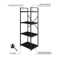 Estante C/04 Prateleiras 118x45x33cm Yon Preto Tx/est.preta Preto Tx/est.preta - 3