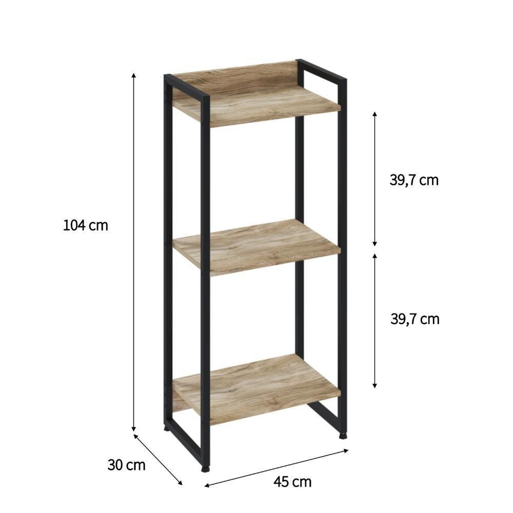Estante Dynamica 45x30x104cm C/03 Prateleiras Carvalho / Est.preta Carvalho / Est.preta - 5