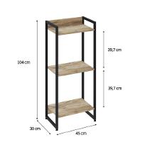 Estante Dynamica 45x30x104cm C/03 Prateleiras Carvalho / Est.preta Carvalho / Est.preta - 5