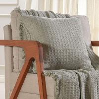 Manta Decorativa Para Sofá Waffle 100% Algodão 120x150cm Verde Alfafa