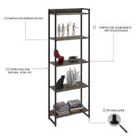 Estante Dynamica 60x30x187cm C/05 Prateleiras Carvalho Dark / Est.preta Carvalho Dark / Est.preta