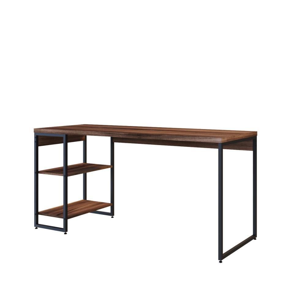 Mesa C/estante Baixa 150x64x75cm Com 02 Prateleiras Nogal / Est.preta - 1