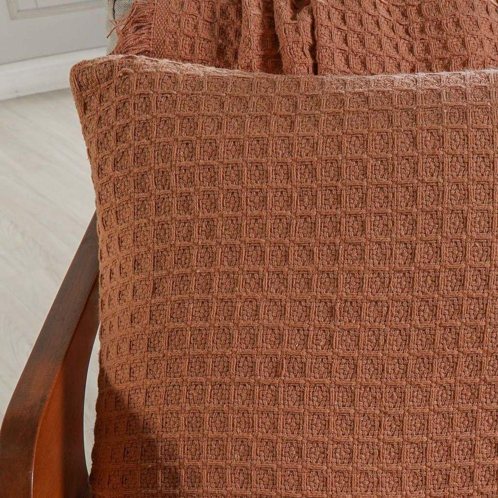 Capa De Almofada Decorativa Waffle 100% Algodão 45x45cm Terracota - 5