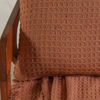Capa De Almofada Decorativa Waffle 100% Algodão 45x45cm Terracota - 3