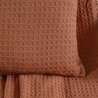 Capa De Almofada Decorativa Waffle 100% Algodão 45x45cm Terracota