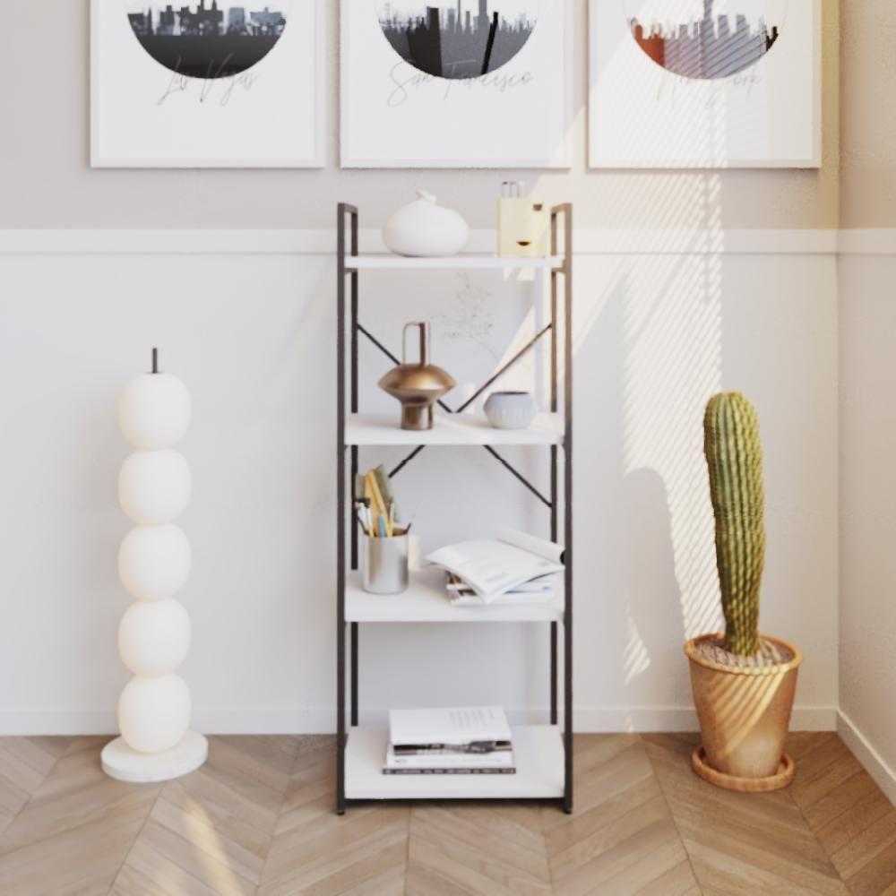 Estante C/04 Prateleiras 118x45x33cm Yon Branco Tx/est.preta Branco Tx/est.preta - 2