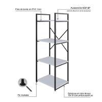 Estante C/04 Prateleiras 118x45x33cm Yon Branco Tx/est.preta Branco Tx/est.preta - 3
