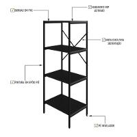 Estante C/04 Prateleiras 118x45x33cm Tub Tueh1144 Preto ônix - Est.preta Preto ônix / Est.preta - 3
