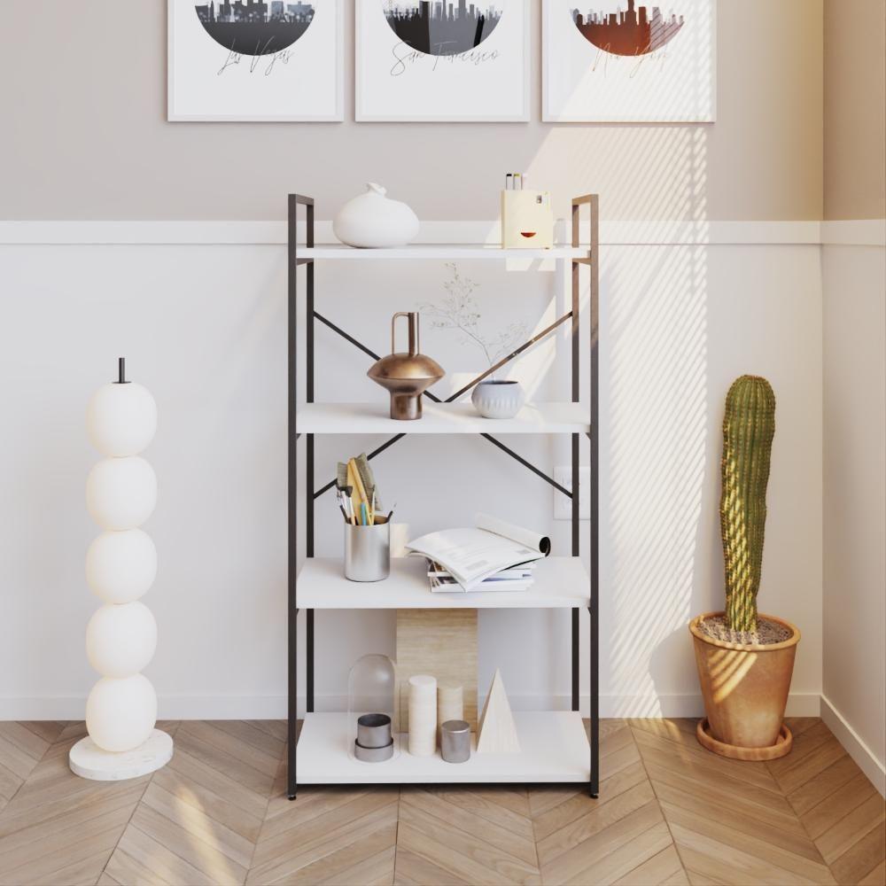 Estante C/04 Prateleiras 118x60x33cm Yon Branco Tx/est.preta Branco Tx/est.preta - 2