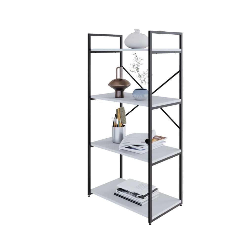 Estante C/04 Prateleiras 118x60x33cm Yon Branco Tx/est.preta Branco Tx/est.preta - 4