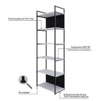 Estante Alta C/06 Prateleiras 185x60x33cm C/fundo Yon Branco Tx/est.preta Branco Tx/est.preta - 3