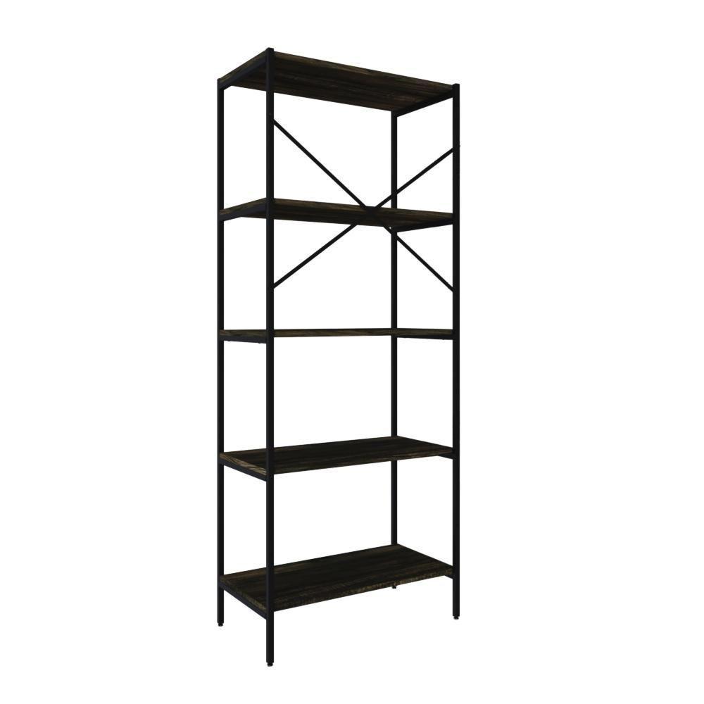 Estante C/05 Prateleiras 152x60x33cm Tub Tueh1565 Carvalho Dark - Est.preta Carvalho Dark / Est.preta - 6