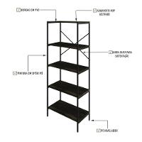 Estante C/05 Prateleiras 152x60x33cm Tub Tueh1565 Carvalho Dark - Est.preta Carvalho Dark / Est.preta - 3