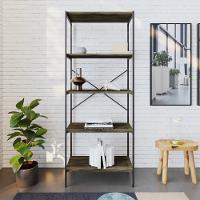 Estante C/05 Prateleiras 152x60x33cm Tub Tueh1565 Carvalho Dark - Est.preta Carvalho Dark / Est.preta