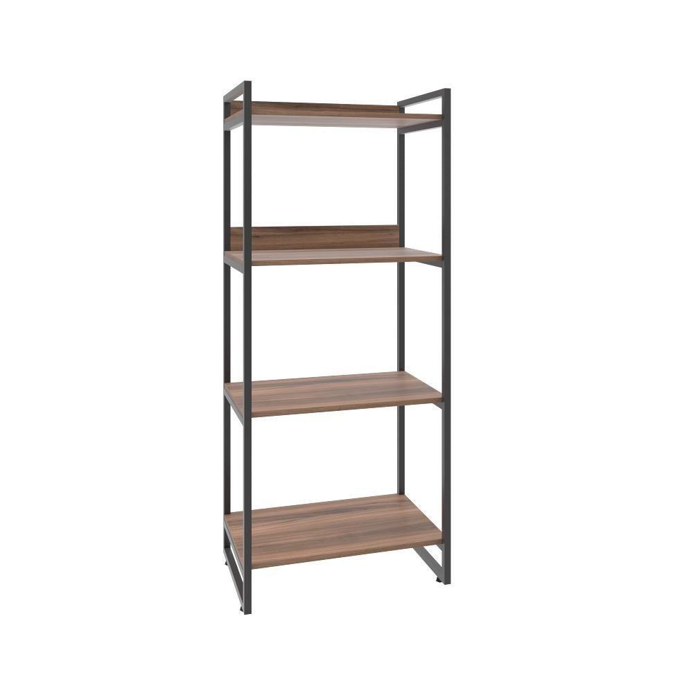 Estante Kuadra 60x40x146cm C/04 Prateleiras Nogal / Est.preta Nogal / Est.preta - 1