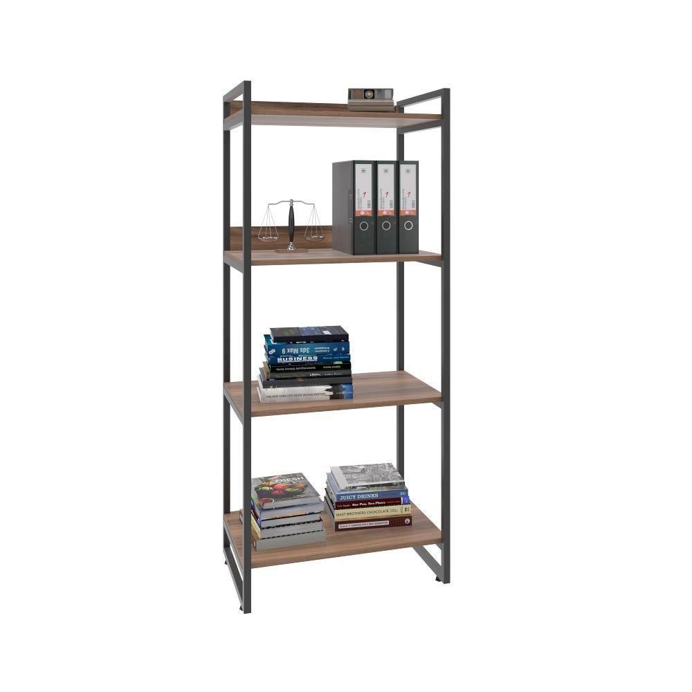 Estante Kuadra 60x40x146cm C/04 Prateleiras Nogal / Est.preta Nogal / Est.preta - 5