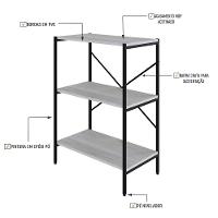 Estante C/03 Prateleiras 84x60x33cm Tub Tueh863 Snow - Est.preta Snow / Est.preta - 3
