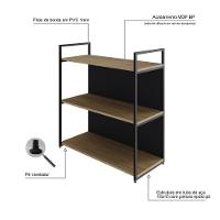 Estante C/03 Prateleiras 84x80x33cm C/fundo Yon Vermont Oak/est.preta Vermont Oak/est.preta - 3