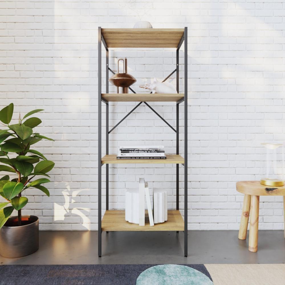 Estante C/04 Prateleiras 118x45x33cm Tub Tueh1144 Lâmina Mel - Est.preta Lâmina Mel / Est.preta - 4