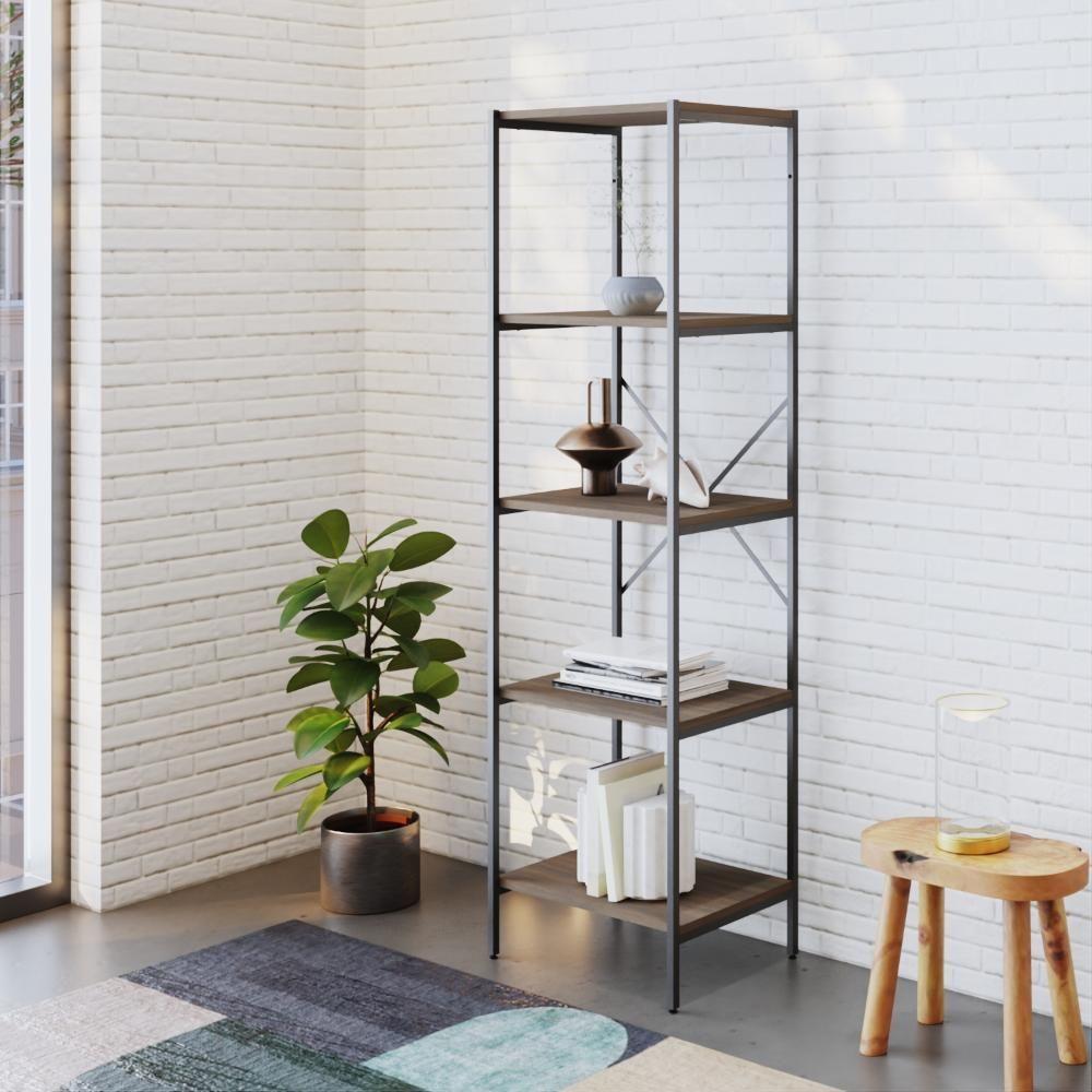 Estante C/05 Prateleiras 152x45x33cm Tub Tueh1545 Nogal - Est.preta Nogal / Est.preta - 2