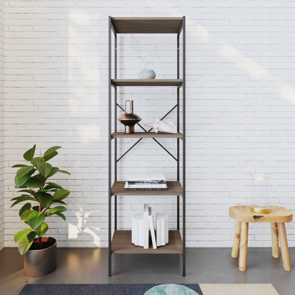 Estante C/05 Prateleiras 152x45x33cm Tub Tueh1545 Nogal - Est.preta Nogal / Est.preta - 4