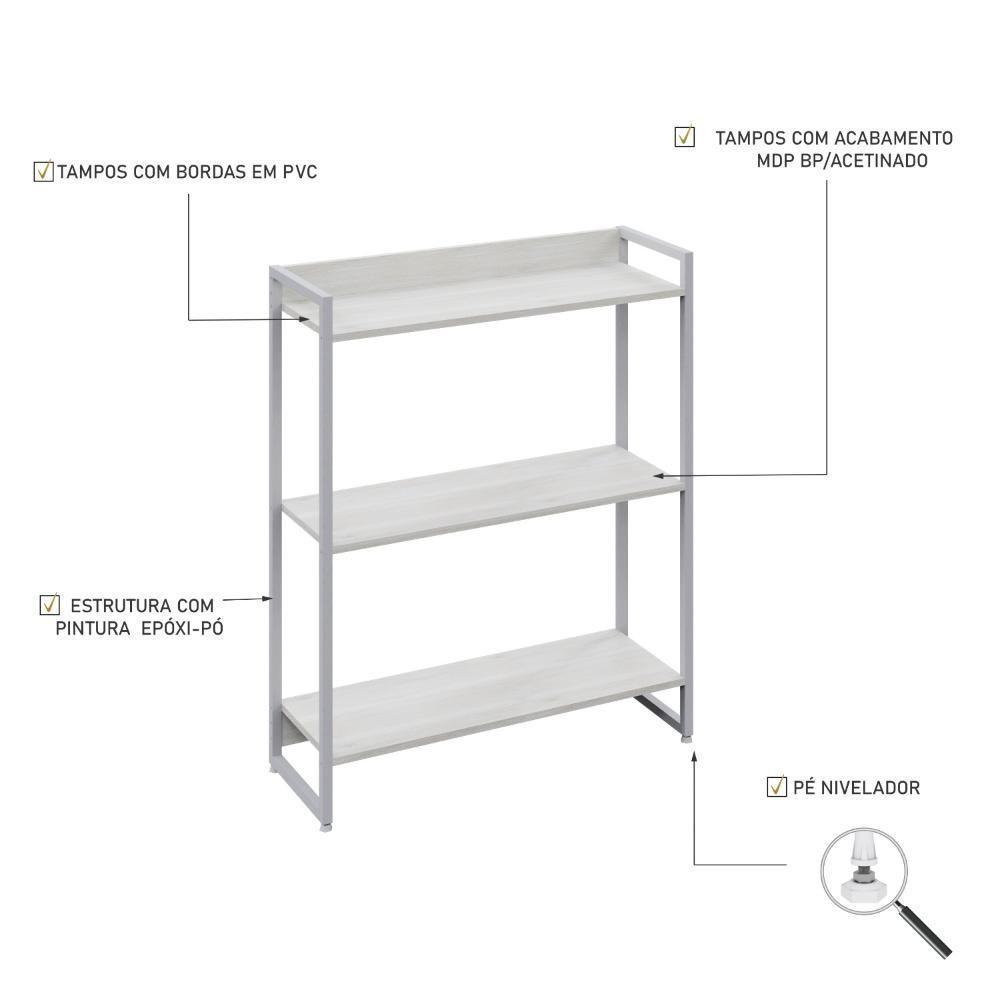 Estante Dynamica 80x30x104cm C/03 Prateleiras Snow / Est.branca Snow / Est.branca - 3
