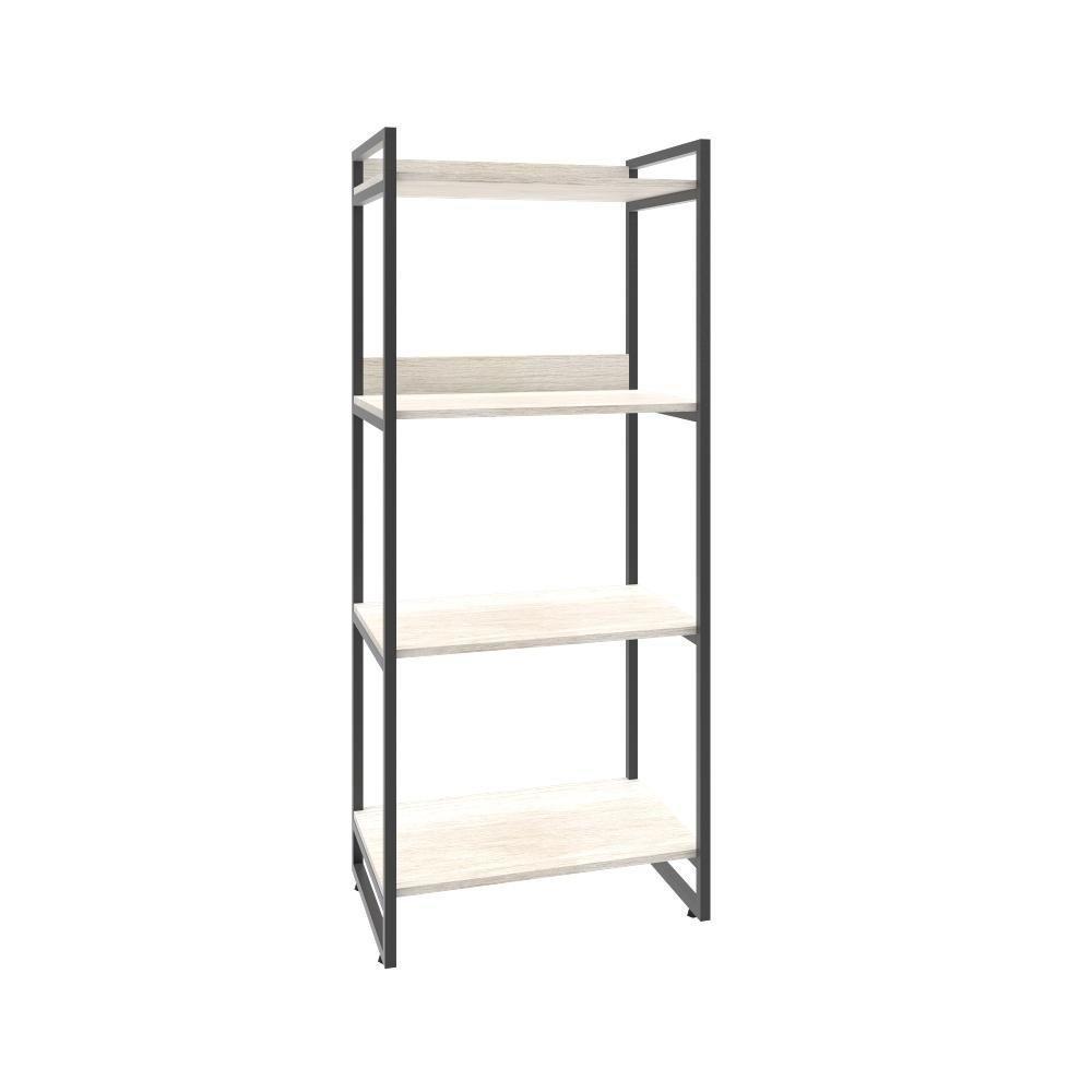 Estante Kuadra 60x40x146cm C/04 Prateleiras Snow / Est.preta Snow / Est.preta - 1