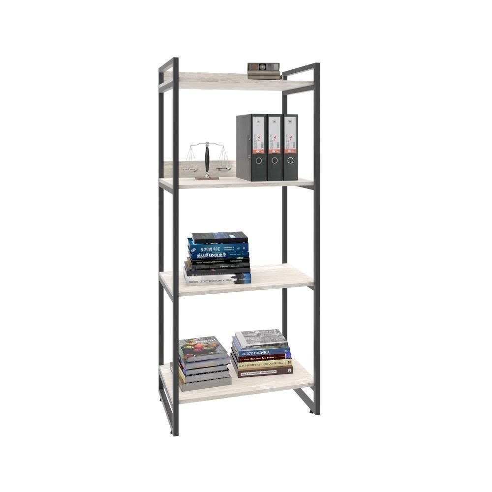 Estante Kuadra 60x40x146cm C/04 Prateleiras Snow / Est.preta Snow / Est.preta - 5