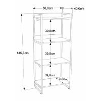 Estante Kuadra 60x40x146cm C/04 Prateleiras Snow / Est.preta Snow / Est.preta - 2