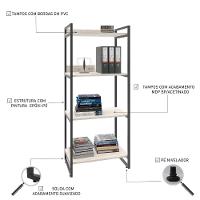 Estante Kuadra 60x40x146cm C/04 Prateleiras Snow / Est.preta Snow / Est.preta
