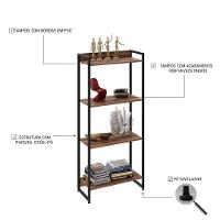 Estante Dynamica 60x30x146cm C/04 Prateleiras Nogal / Est.preta Nogal / Est.preta