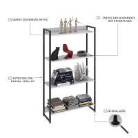 Estante Dynamica 80x30x146cm C/04 Prateleiras Branco Chess / Est.preta Branco Chess / Est.preta