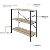 Estante C/03 Prateleiras 84x80x33cm Tub Tueh883 Carvalho - Est.preta Carvalho / Est.preta - 3