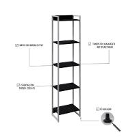 Estante Dynamica 45x30x187cm C/05 Prateleiras Preto ônix / Est.branca Preto ônix / Est.branca - 3