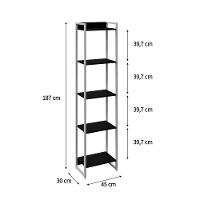 Estante Dynamica 45x30x187cm C/05 Prateleiras Preto ônix / Est.branca Preto ônix / Est.branca - 5