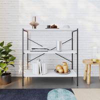 Estante C/03 Prateleiras 84x80x33cm Tub Tueh883 Branco Chess - Est.preta Branco Chess / Est.preta