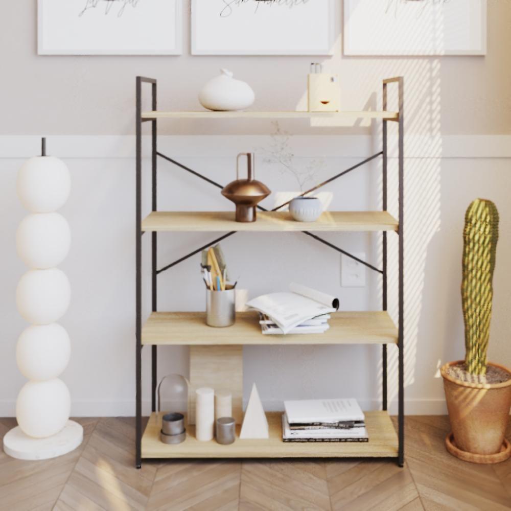 Estante C/04 Prateleiras 118x80x33cm Yon Vermont Oak/est.preta Vermont Oak/est.preta - 2