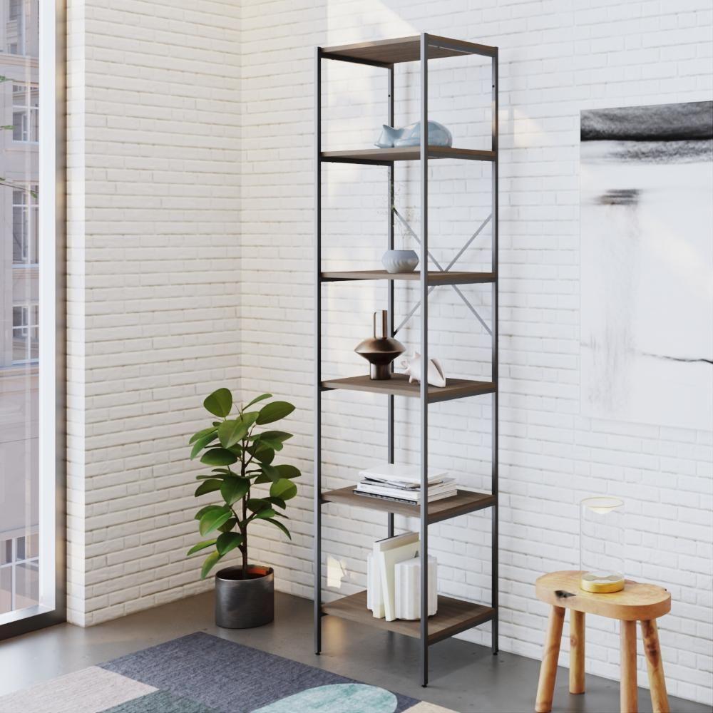 Estante C/06 Prateleiras 186x45x33cm Tub Tueh1846 Nogal - Est.preta Nogal / Est.preta - 2