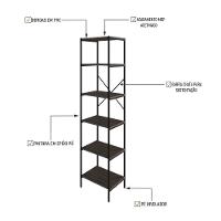Estante C/06 Prateleiras 186x45x33cm Tub Tueh1846 Nogal - Est.preta Nogal / Est.preta - 3