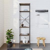 Estante C/06 Prateleiras 186x45x33cm Tub Tueh1846 Nogal - Est.preta Nogal / Est.preta