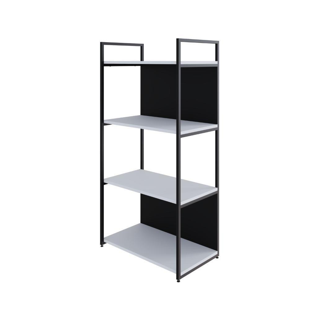 Estante C/04 Prateleiras 118x60x33cm C/fundo Yon Branco Tx/est.preta Branco Tx/est.preta - 1
