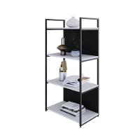 Estante C/04 Prateleiras 118x60x33cm C/fundo Yon Branco Tx/est.preta Branco Tx/est.preta