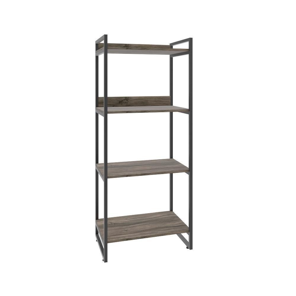 Estante Kuadra 60x40x146cm C/04 Prateleiras Carvalho Dark / Est.preta Carvalho Dark / Est.preta - 1